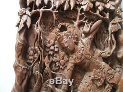 Vintage Old Bali Carving Icon Relic Ornate Folk Art Master Panel Sculpture Rare