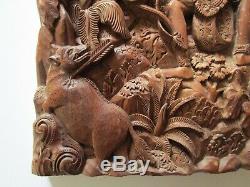 Vintage Old Bali Carving Icon Relic Ornate Folk Art Master Panel Sculpture Rare