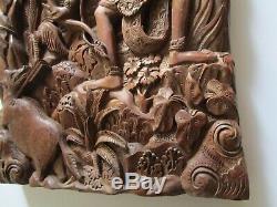 Vintage Old Bali Carving Icon Relic Ornate Folk Art Master Panel Sculpture Rare