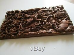 Vintage Old Bali Carving Icon Relic Ornate Folk Art Master Panel Sculpture Rare