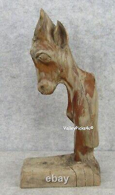 Vintage Outsider Carved Wood Folk Art Goat Figure Statue Signed Bill Carlson