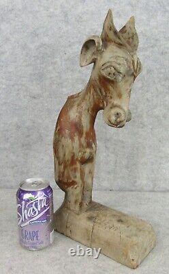 Vintage Outsider Carved Wood Folk Art Goat Figure Statue Signed Bill Carlson