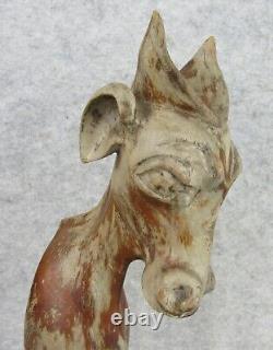 Vintage Outsider Carved Wood Folk Art Goat Figure Statue Signed Bill Carlson