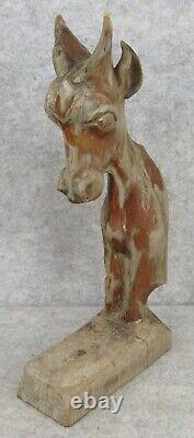 Vintage Outsider Carved Wood Folk Art Goat Figure Statue Signed Bill Carlson