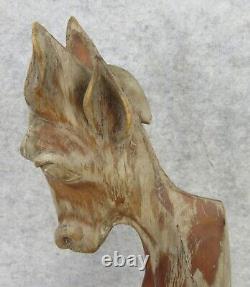 Vintage Outsider Carved Wood Folk Art Goat Figure Statue Signed Bill Carlson