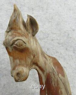 Vintage Outsider Carved Wood Folk Art Goat Figure Statue Signed Bill Carlson