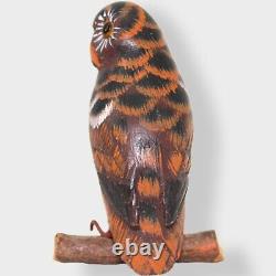 Vintage Owls Hand Carved Hand Painted Folk Art Wood Figurines John J Madison Lot