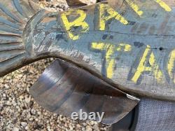 Vintage Painted Wood Hand Carved sign BAIT & TACKLE Trade Shop Sign Folk Art