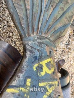 Vintage Painted Wood Hand Carved sign BAIT & TACKLE Trade Shop Sign Folk Art