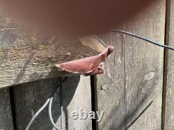 Vintage Painted Wood Hand Carved sign BAIT & TACKLE Trade Shop Sign Folk Art