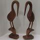 Vintage Pair Hand Carved 17 Tall Wood Cranes Herons Primitive Folk Art