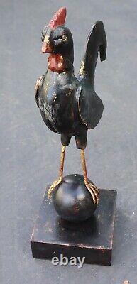 Vintage Palladio Italy Wooden Hand Carved & Painted Rooster Chicken Folk Art 16