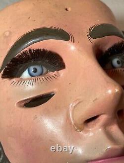 Vintage Parachicos Mask Hand Carved Wood Mexican Folk Art Chiapas Glass Eye