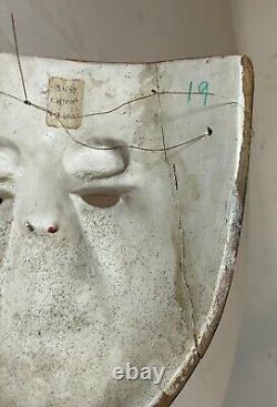 Vintage Parachicos Mask Hand Carved Wood Mexican Folk Art Chiapas Glass Eye
