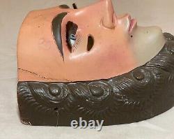 Vintage Parachicos Mask Hand Carved Wood Mexican Folk Art Chiapas Glass Eye