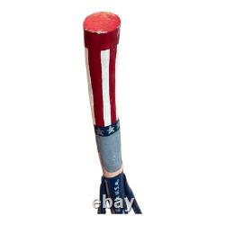 Vintage Patriotic Handmade Folk Art Wooden Uncle Sam Sculpture Signed
