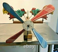 Vintage Pecking Rooster Whirligig Hand Made Americana Folk Art