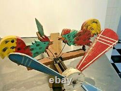 Vintage Pecking Rooster Whirligig Hand Made Americana Folk Art