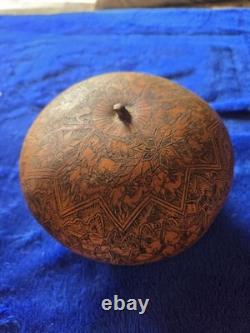 Vintage Peruvian Folk Art Hand Carved Gourd Figurine