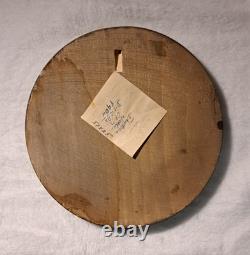 Vintage Polish Folk Art Wood Carved Plate Victorian couple 9.5 original sticker