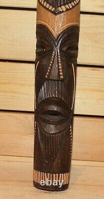 Vintage Polynesian Tiki hand carving wood wall hanging mask