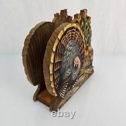Vintage Primitive Folk Art Turkey Napkin Hand Carved Crate Prospects Ann Olson
