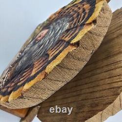 Vintage Primitive Folk Art Turkey Napkin Hand Carved Crate Prospects Ann Olson