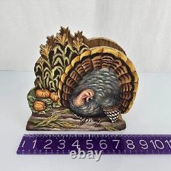 Vintage Primitive Folk Art Turkey Napkin Hand Carved Crate Prospects Ann Olson