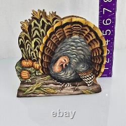 Vintage Primitive Folk Art Turkey Napkin Hand Carved Crate Prospects Ann Olson