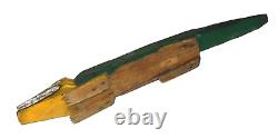 Vintage Rare Folk Art Hand Painted Wood Carving Crocidile-about 28 Long