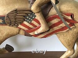 Vintage Revolutionary War Soldier on? Horse Hand Carved Wood Folk Art Sculpture