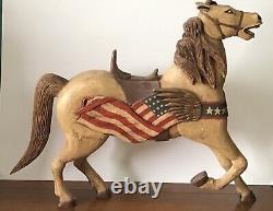 Vintage Revolutionary War Soldier on? Horse Hand Carved Wood Folk Art Sculpture