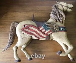 Vintage Revolutionary War Soldier on? Horse Hand Carved Wood Folk Art Sculpture