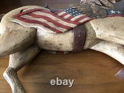 Vintage Revolutionary War Soldier on? Horse Hand Carved Wood Folk Art Sculpture