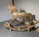 Vintage Rustic Folk Art Hand Carved Solid Wood Rocking Horse
