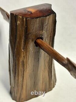 Vintage SIGNED WOODEN ARROW & STUMP CARVING JOHN MAXWELL COOKEVILLE TN Folk Art