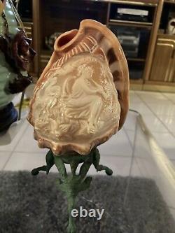 Vintage Sailor Folk Art Cameo Carved Conch Shell