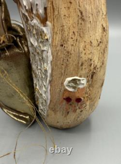 Vintage Santa Wood Carved Folk Art Sculpture By Artist