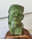 Vintage Shona Stone Bust Hand Carved African Verdite Traditional Folk Art Green