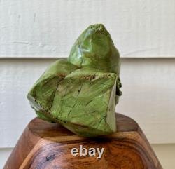 Vintage Shona Stone Bust Hand Carved African Verdite Traditional Folk Art Green