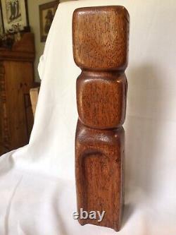 Vintage Signed Asberry Folk Art Outsider Art Carved Wood Totem Post Scupture