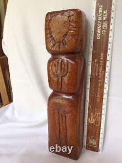 Vintage Signed Asberry Folk Art Outsider Art Carved Wood Totem Post Scupture
