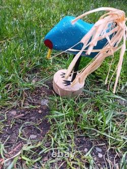 Vintage Signed Edith John Navajo Folk Art Carved Wooden Chickens