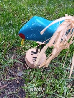 Vintage Signed Edith John Navajo Folk Art Carved Wooden Chickens