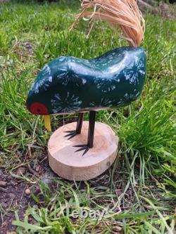 Vintage Signed Edith John Navajo Folk Art Carved Wooden Chickens