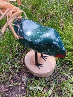 Vintage Signed Edith John Navajo Folk Art Carved Wooden Chickens