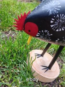 Vintage Signed Edith John Navajo Folk Art Carved Wooden Chickens