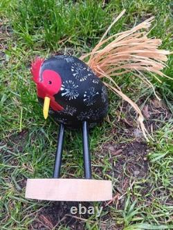 Vintage Signed Edith John Navajo Folk Art Carved Wooden Chickens