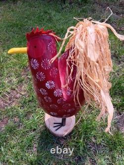 Vintage Signed Edith John Navajo Folk Art Carved Wooden Chickens