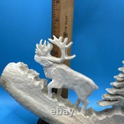 Vintage Signed Moose Antler Carving. Signed By T. Goosen. 1992